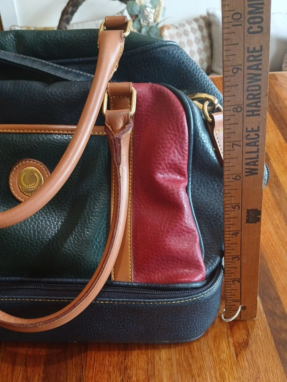 Vintage 90s Y2K Alfred Sung Colorblock Bowlers Bag Leather Purse